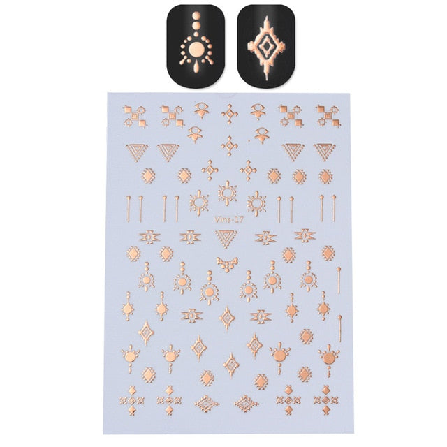 1 Sheet Nail Sticker Gold Silver Stripe Lines 3D Metal Strip Tape Multi-size Adhesive Nail Decoration Sticker DIY Nail Stickers