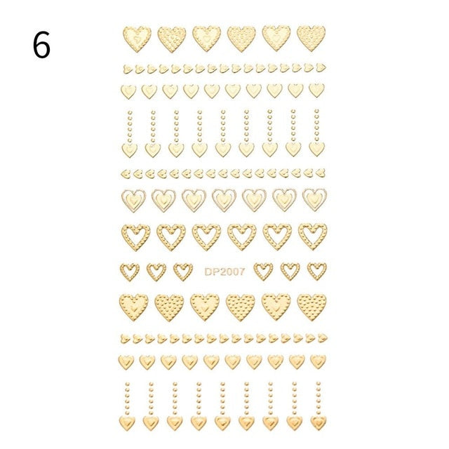 1 Sheet Nail Sticker Gold Silver Stripe Lines 3D Metal Strip Tape Multi-size Adhesive Nail Decoration Sticker DIY Nail Stickers