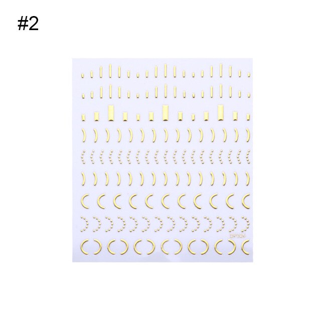 1 Sheet Nail Sticker Gold Silver Stripe Lines 3D Metal Strip Tape Multi-size Adhesive Nail Decoration Sticker DIY Nail Stickers