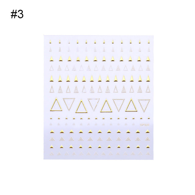 1 Sheet Nail Sticker Gold Silver Stripe Lines 3D Metal Strip Tape Multi-size Adhesive Nail Decoration Sticker DIY Nail Stickers