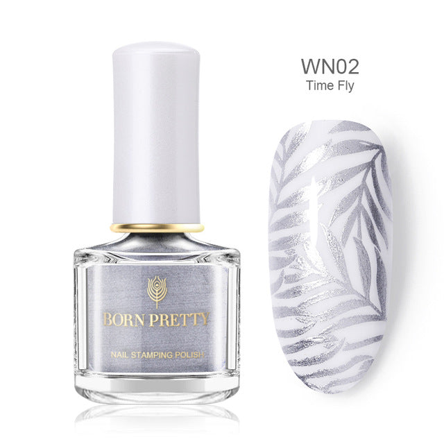 BORN PRETTY Black White Nail Stamping Polish varnish Gold Silver Nail Art Plate Stamp Oil White Night Stamping Series