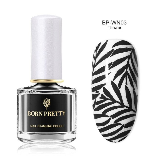 BORN PRETTY Black White Nail Stamping Polish varnish Gold Silver Nail Art Plate Stamp Oil White Night Stamping Series