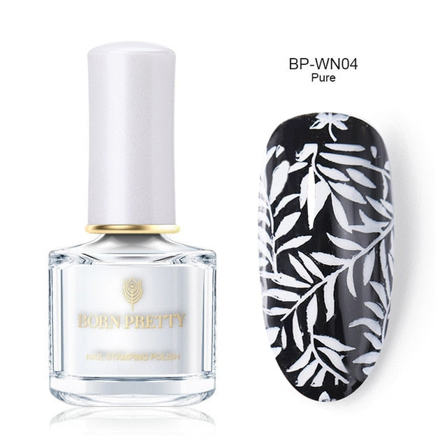 BORN PRETTY Black White Nail Stamping Polish varnish Gold Silver Nail Art Plate Stamp Oil White Night Stamping Series