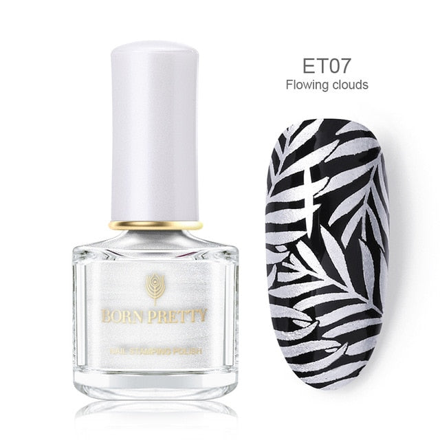 BORN PRETTY Black White Nail Stamping Polish varnish Gold Silver Nail Art Plate Stamp Oil White Night Stamping Series