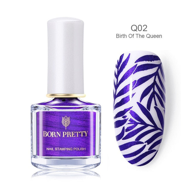 BORN PRETTY Black White Nail Stamping Polish varnish Gold Silver Nail Art Plate Stamp Oil White Night Stamping Series