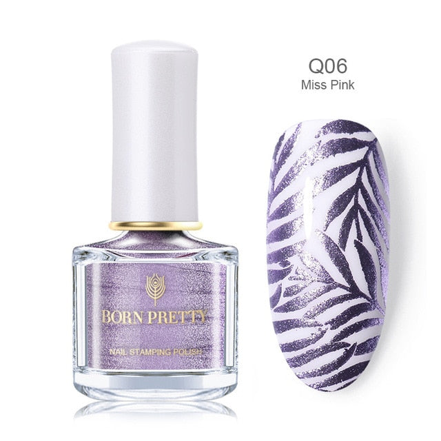 BORN PRETTY Black White Nail Stamping Polish varnish Gold Silver Nail Art Plate Stamp Oil White Night Stamping Series